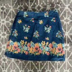 EUC Vintage 90s Liz Claiborne Lizwear Petite Denim Cottage Core Floral Skirt